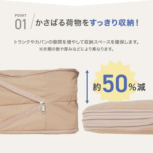 RIORES 圧縮トラベルポーチ 圧縮バッグ トラベルポーチ トラベルグッズ S/M/L 3点セット 5色