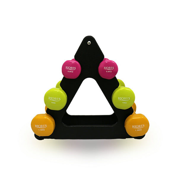 ダンベル 0.5kg/1kg/1.5kg 各2個セット ［ダンベルスタンド付き］ – RIORES