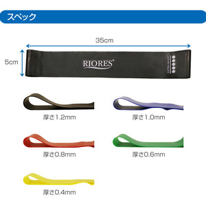 エクササイズバンド 強度別5本セット RIORES