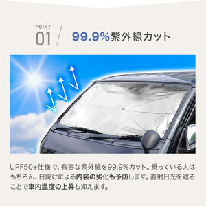 RIORESサンシェード 車用 カーサンシェード 収納ケース付き10本骨 コンパクト 簡単開閉